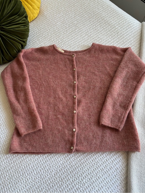 Sezane Sweaters - Sezane Pink Button-Front Mohair Blend Sweater